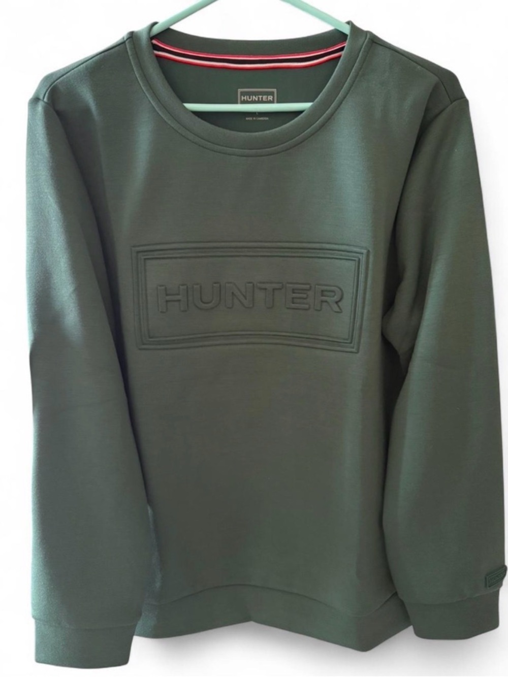 Hunter Olive Crewneck Sweatshirt with Embossed Logo